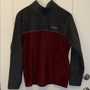 Columbia Men's Charcoal and Burgundy Steens Mountain Half Snap Fleece Pullover L